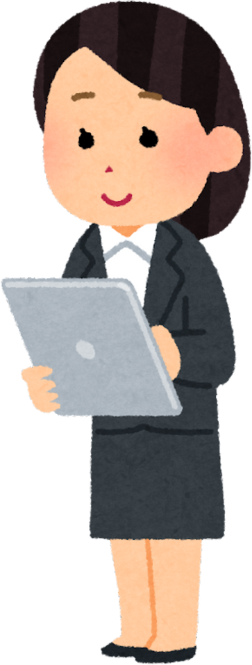 Illustration of Female Office Worker Using a Tablet